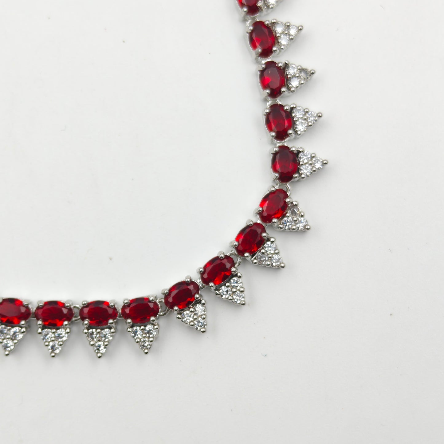 9232 platinum Necklace with red stones