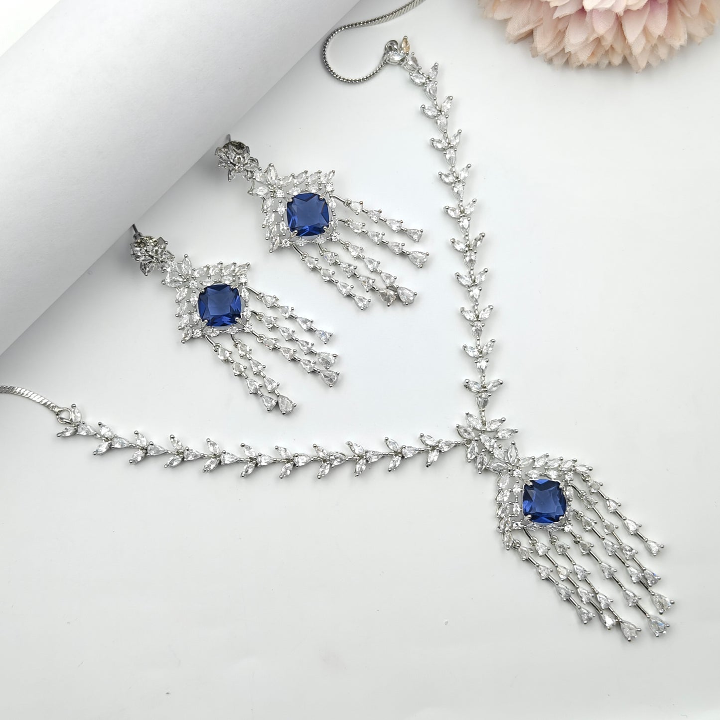 38873  Platinum Necklace Set Purple