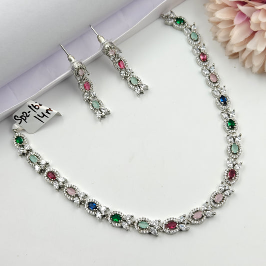 16231 Platinum Necklace Set Multi