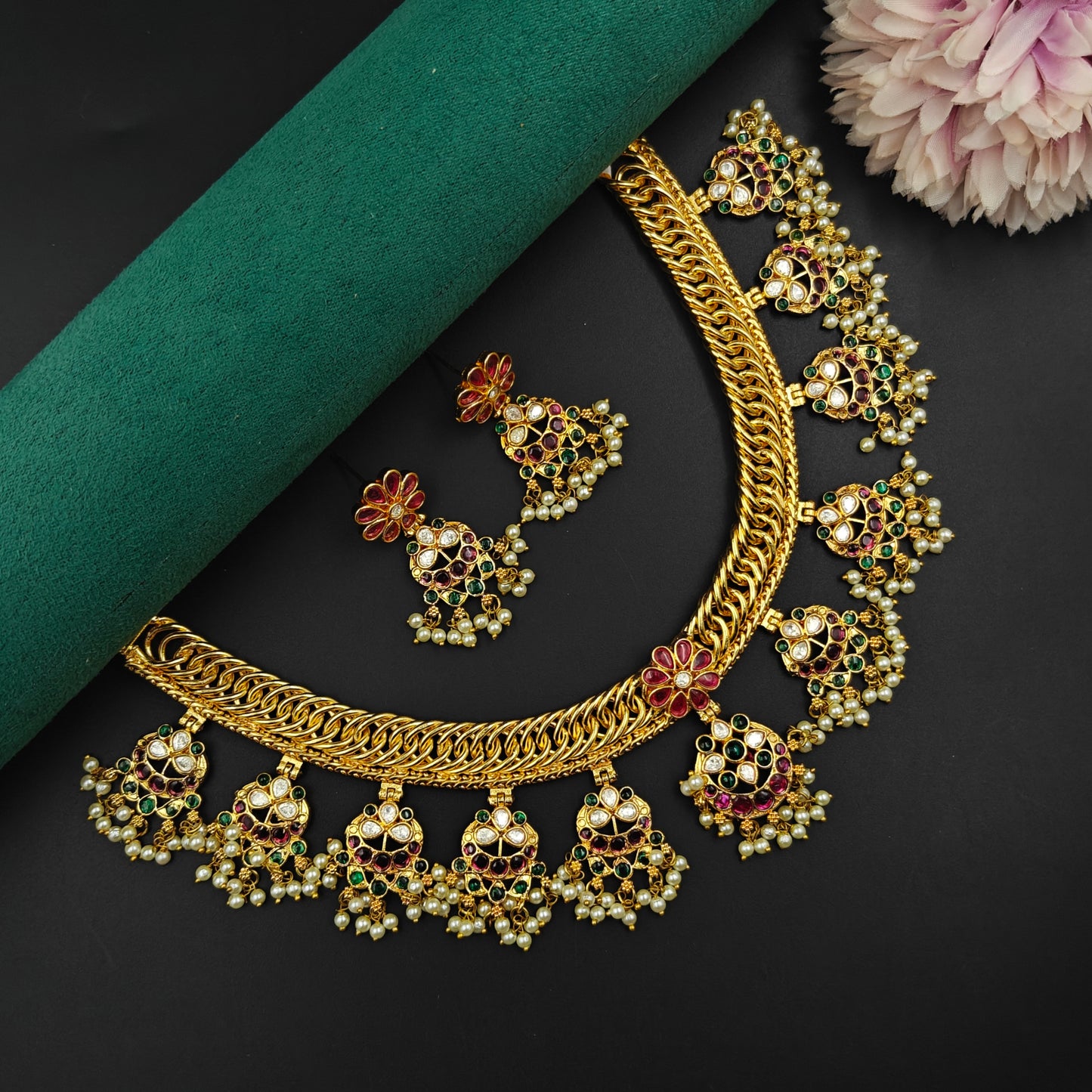 39331 Most trending jalebi necklace with earrings