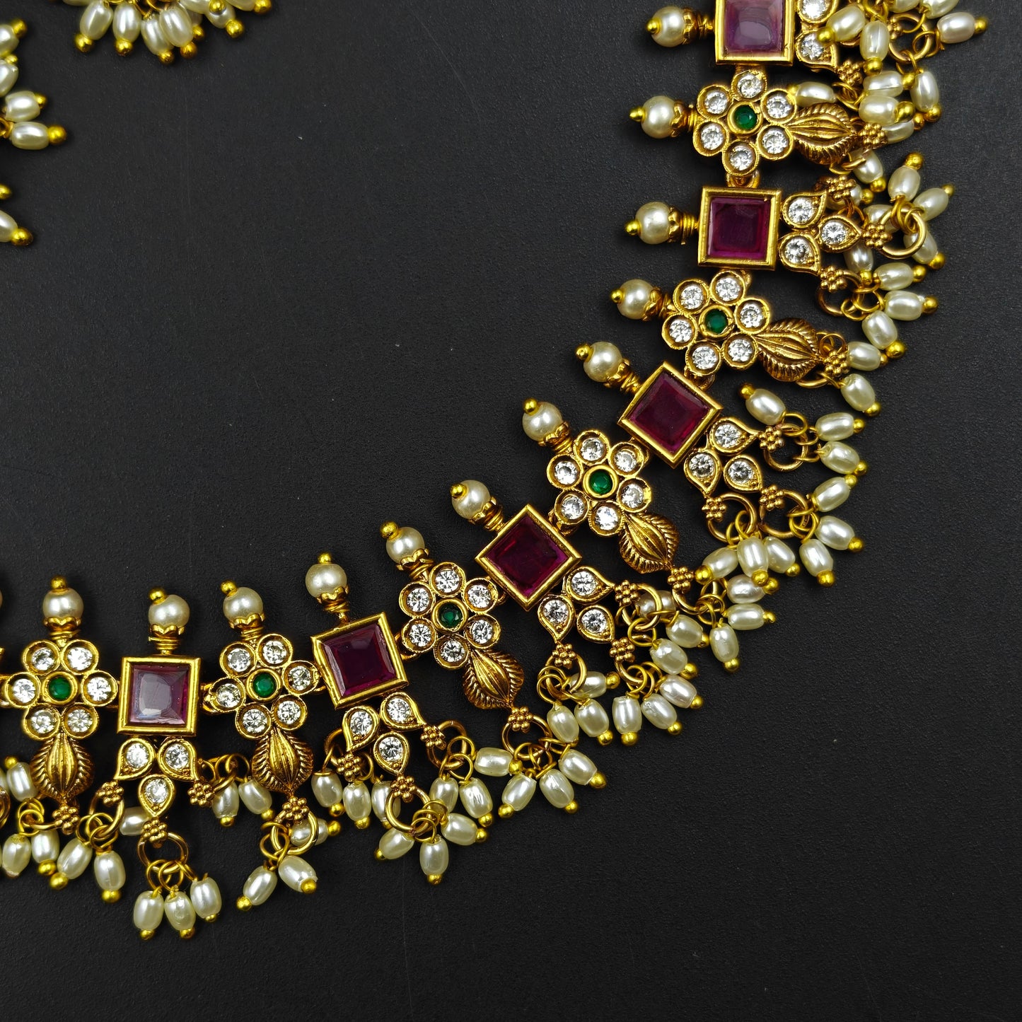 39000 Matte Square Stone Short Multi   Guttapusalu