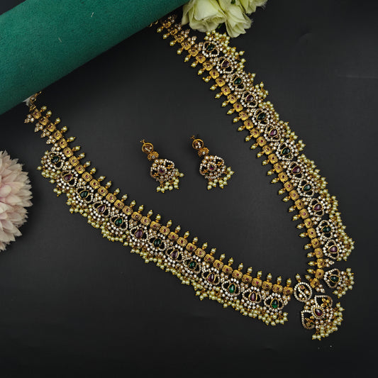 29406 Multi Colour Guttapusalu Long Necklace