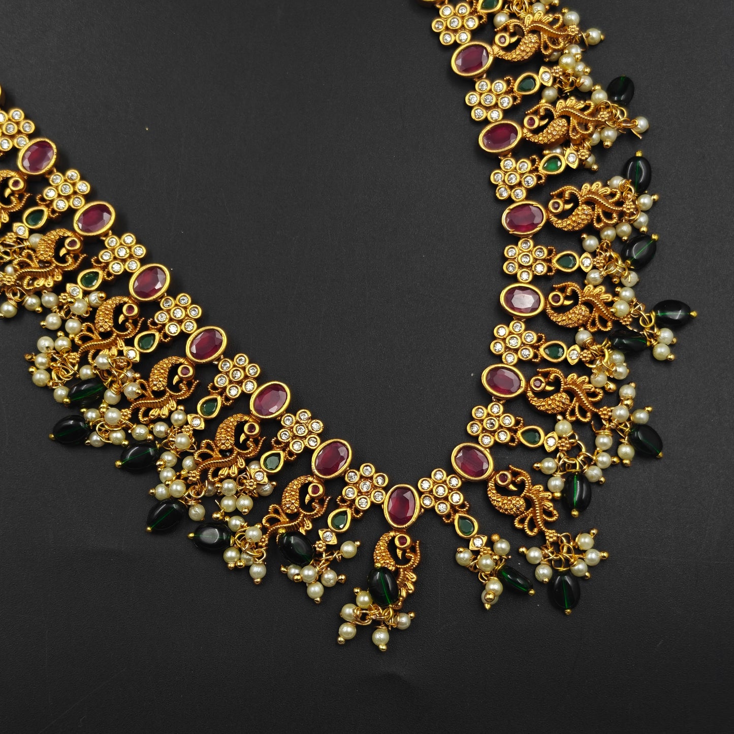 21752 Matte Guttapusalu Necklace Set Short