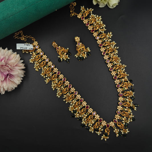 21752 Matte Guttapusalu Necklace Set Short