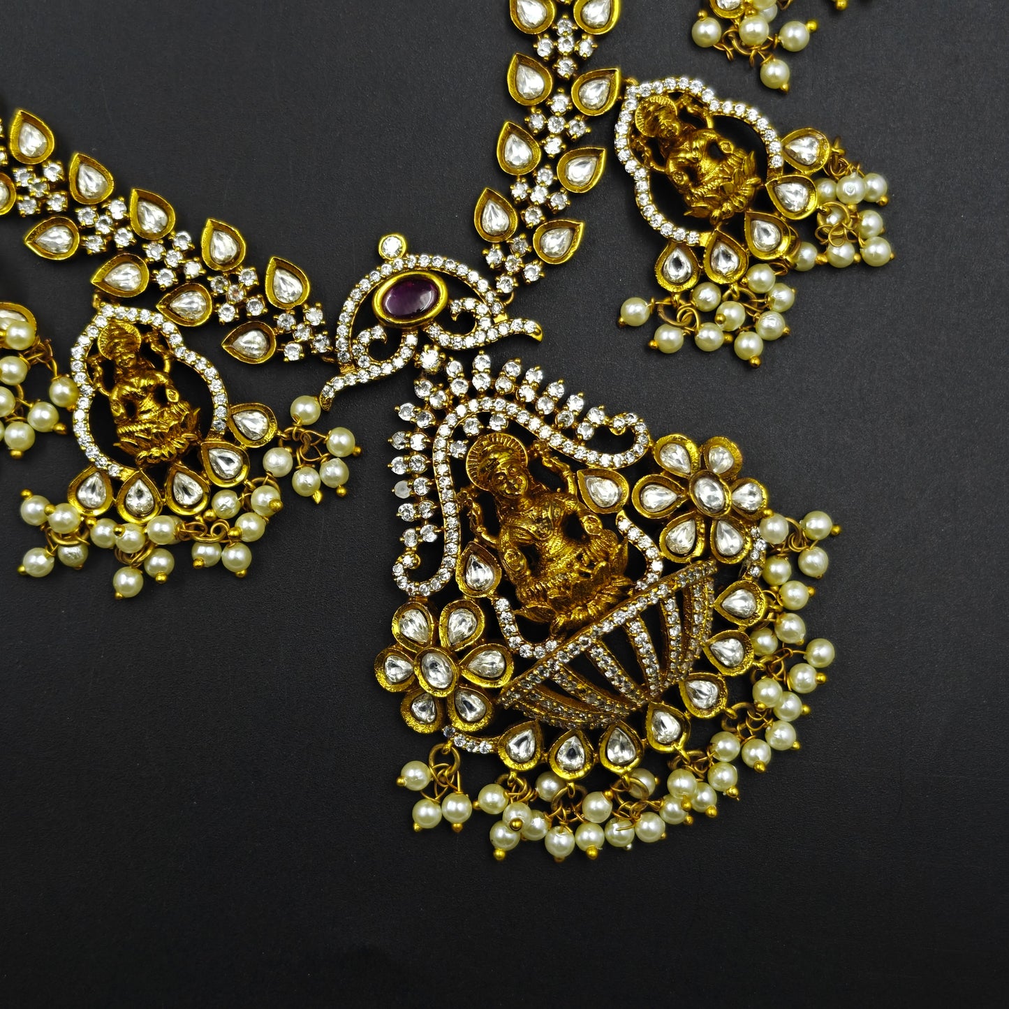 37792 Matte Laxmi Long Necklace Red