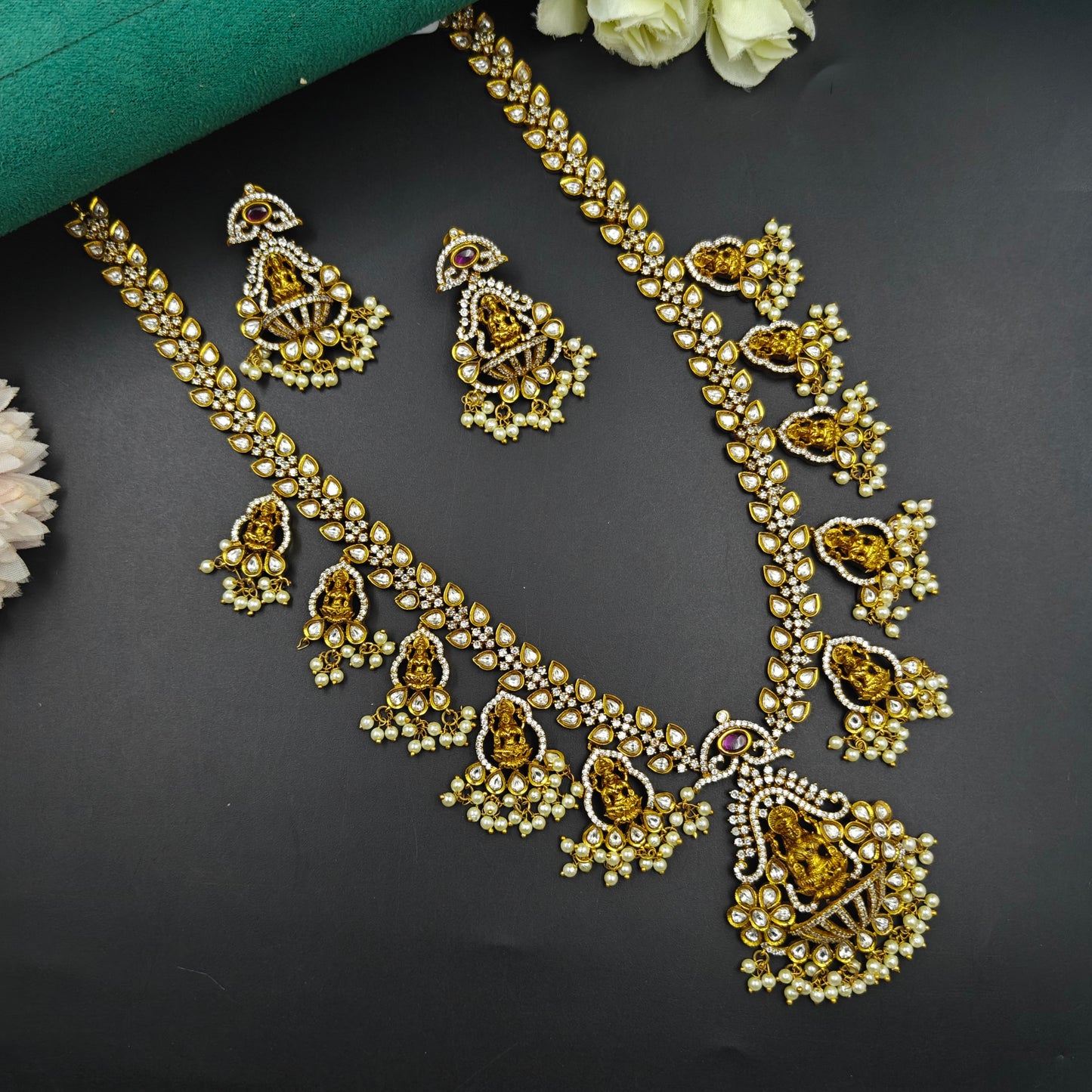 37792 Matte Laxmi Long Necklace Red