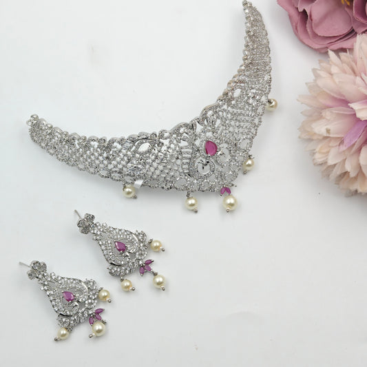 3450 Platinum Choker Rani Pink