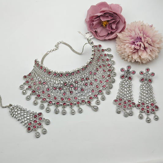 26944  Platinum Heavy Choker Dark Red