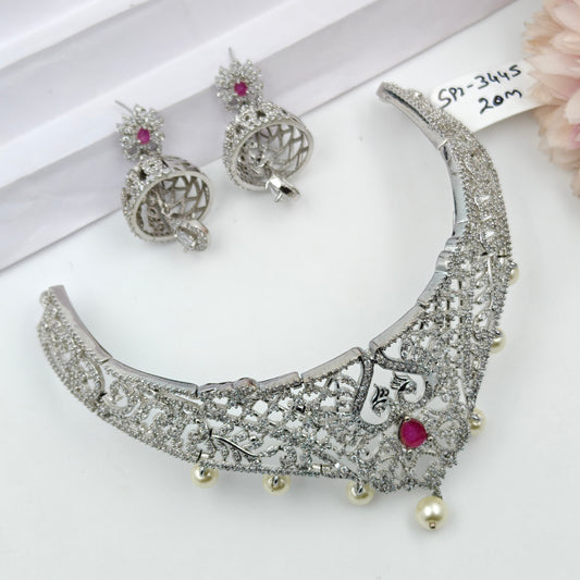 3445 Platinum Choker Pink