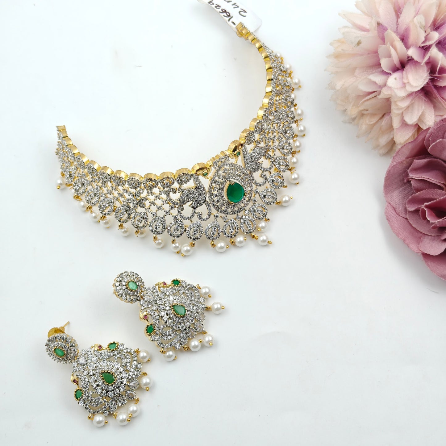 Victorian Black Polish peacock choker 16629