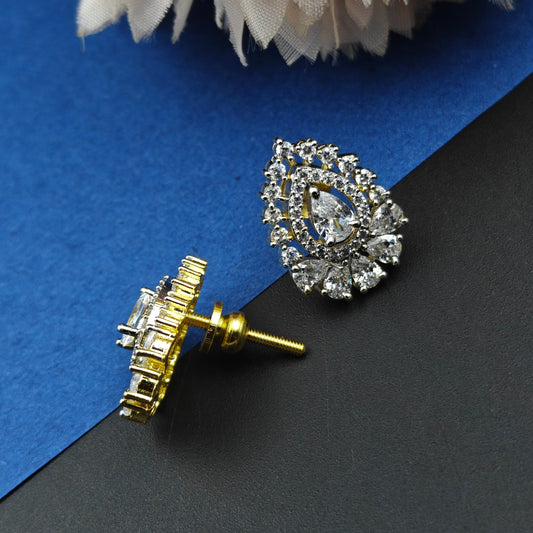 40663 Real Diamond Look Studs With Screw Back Full White