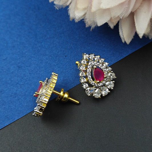 40664 Real Diamond Look Studs With Screw Back Rubby