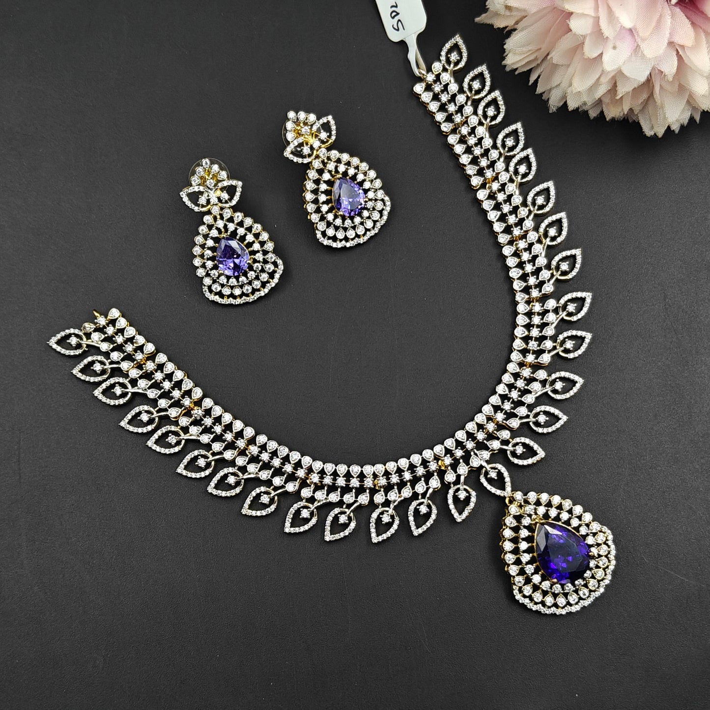 39464 GJ Fancy Mango Necklace Set Purple