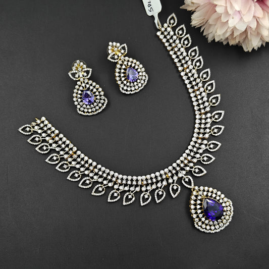 39464 GJ Fancy Mango Necklace Set Purple