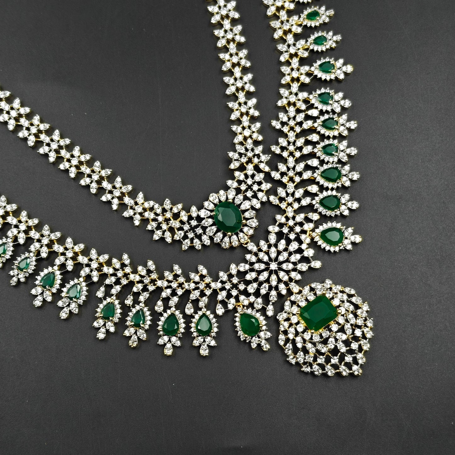 40670 GJ 2 Layers Long Necklace Set