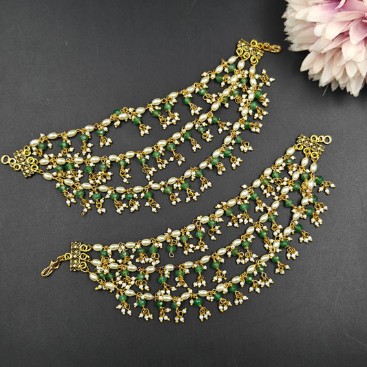 40685 3 Lines Pearls & Beads Champaswaralu