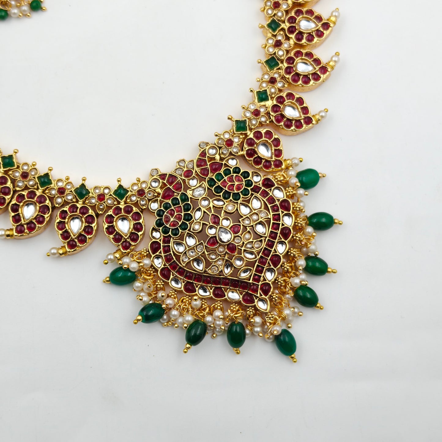 40692 Pota Stone Multi Mango Short Necklace Set