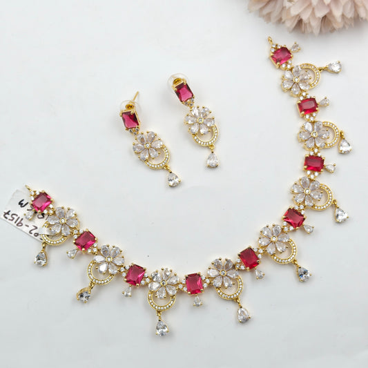 9157 Flower uncut GP Short Set Wine Colour