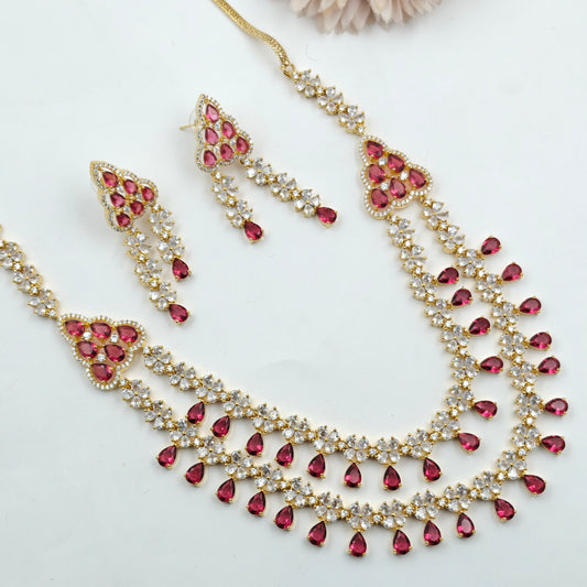 39457 GP 2 Layers Neckset Mint Red