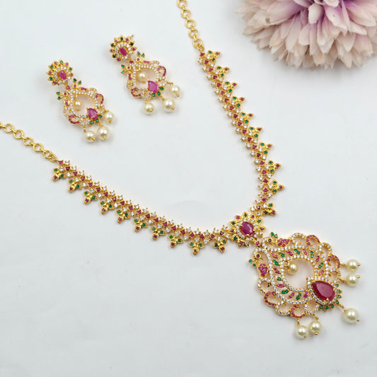 14473 CZ Multi Peacock Short Necklace