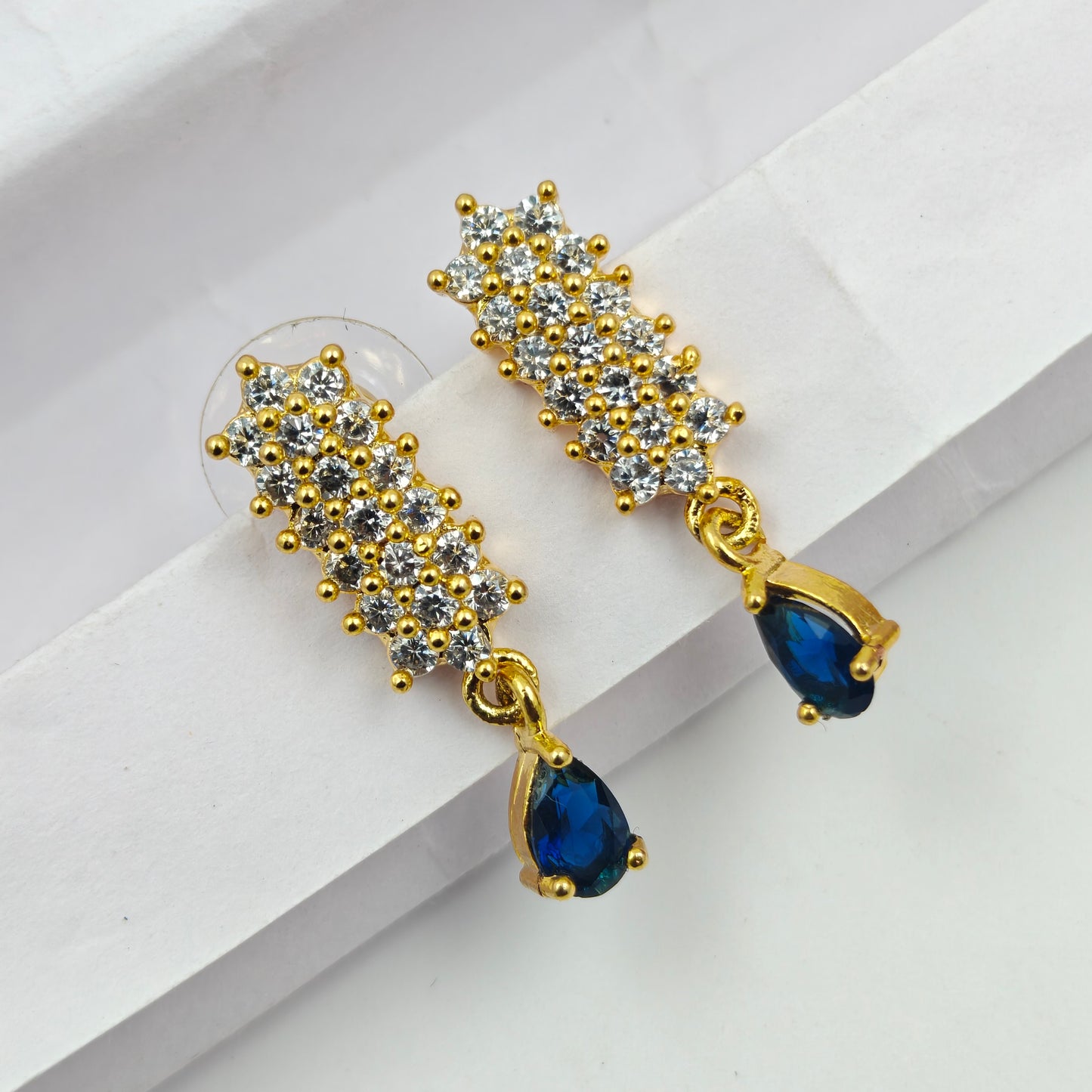 9041 Silver AD Colour Stone Navy Blue