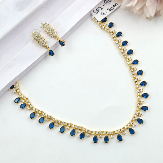 9041 Silver AD Colour Stone Navy Blue