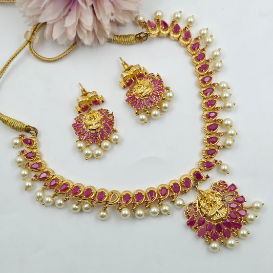 3293 Laxmi Gold Short Set Red