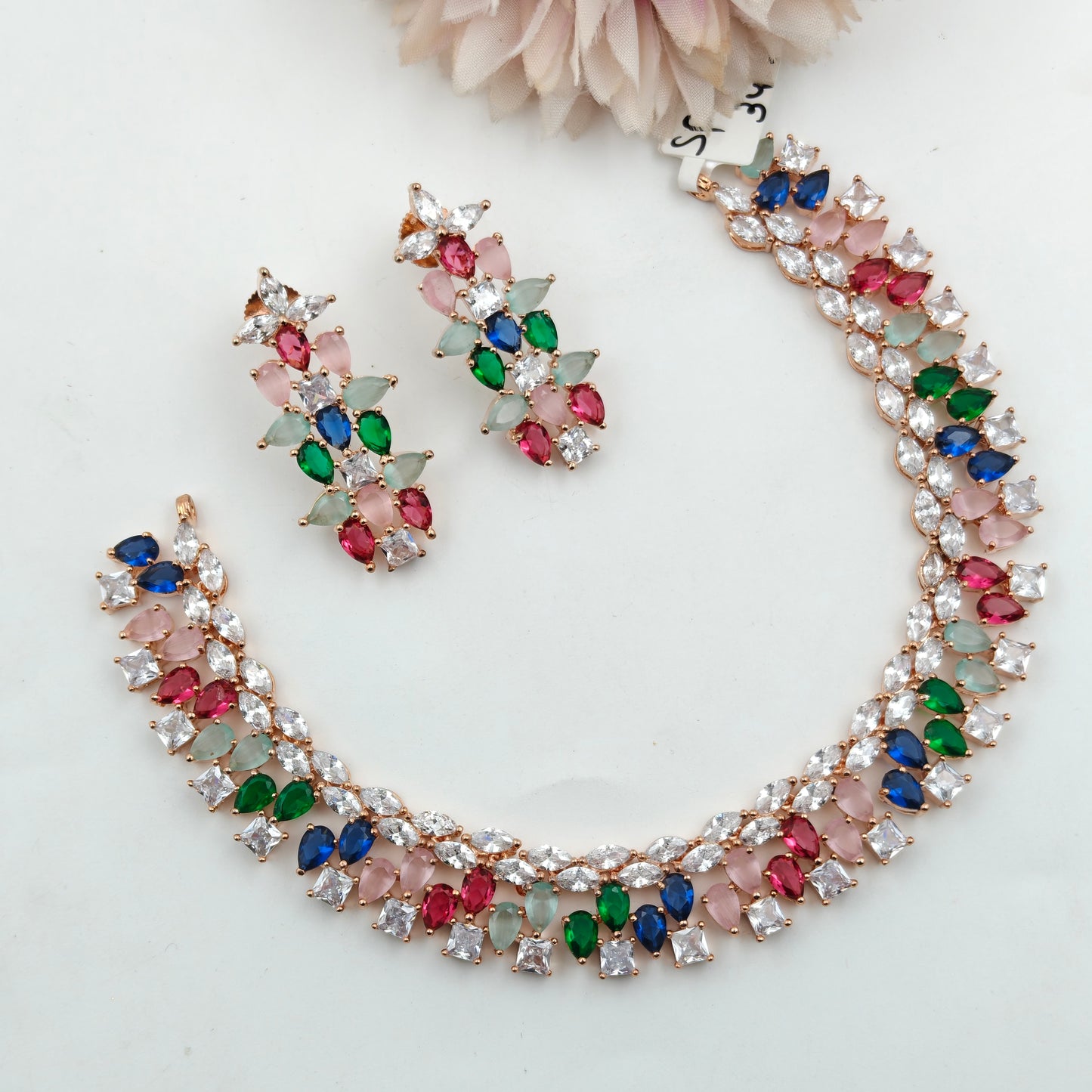 9103 Rose Gold Neckset Multi