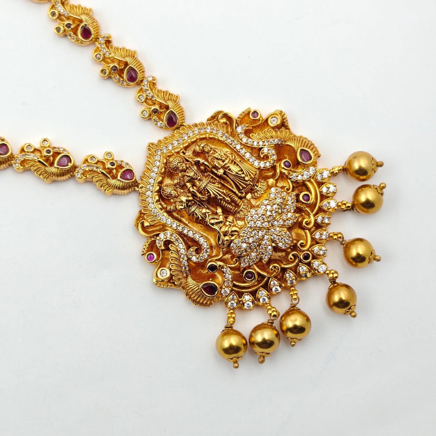 9578 Matte Gold Balls Necklace Set