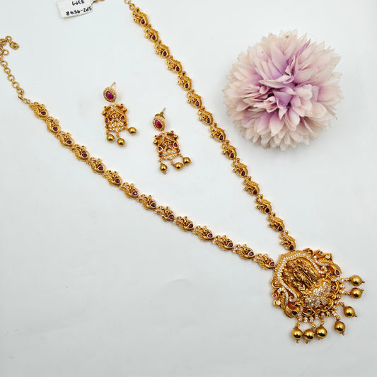 9578 Matte Gold Balls Necklace Set