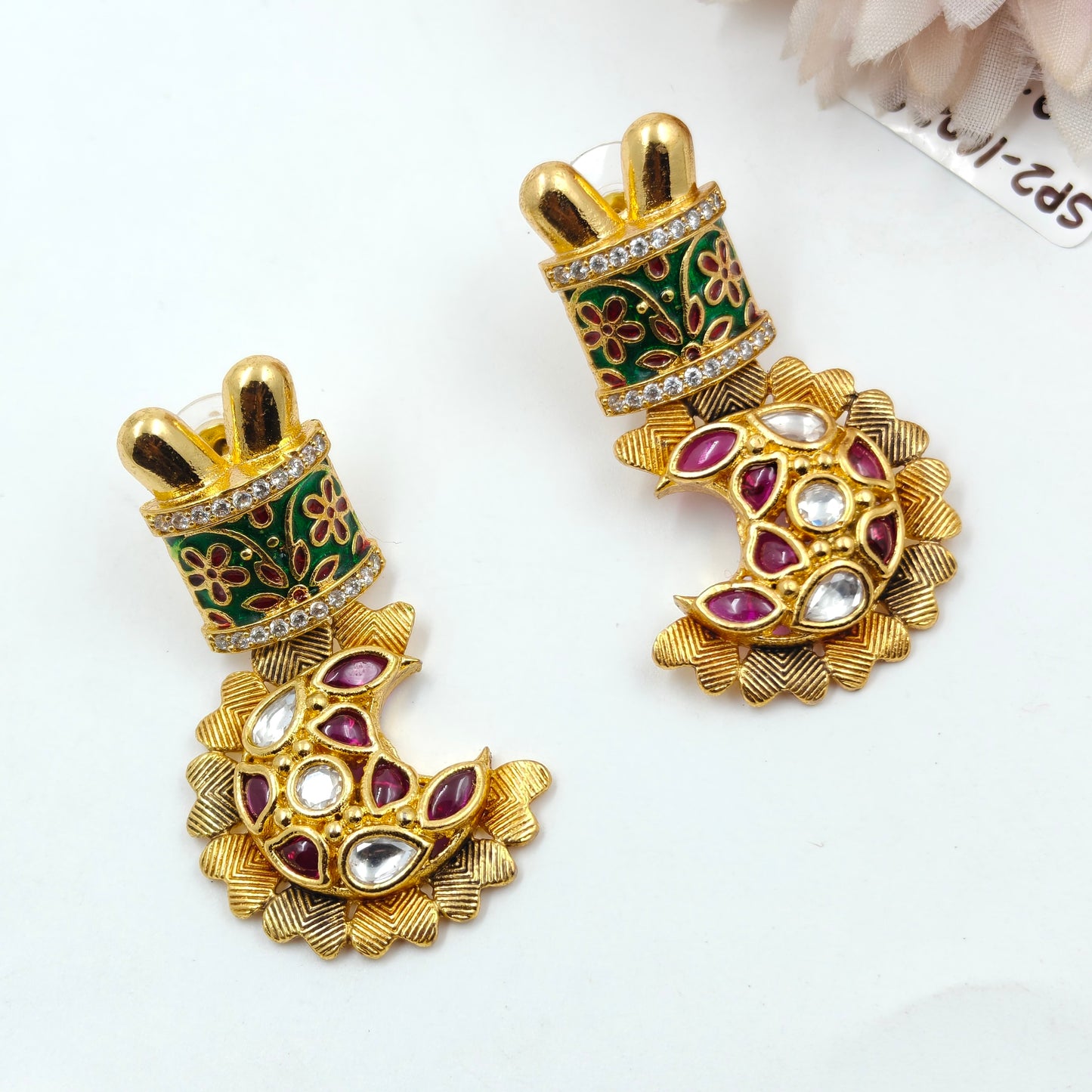 16028 Kundan Chandbali Design Kante