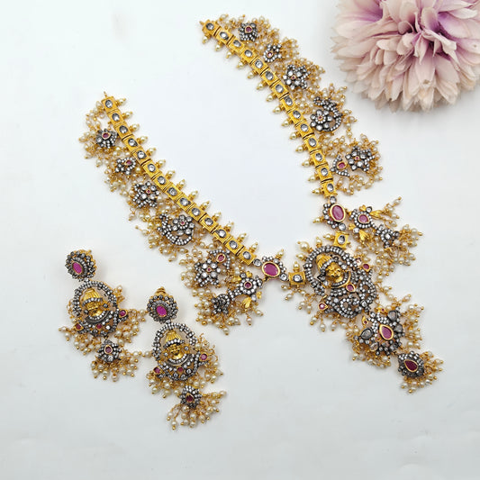 17694  Victorian Guttapusalu 3/4 Necklace Set Red