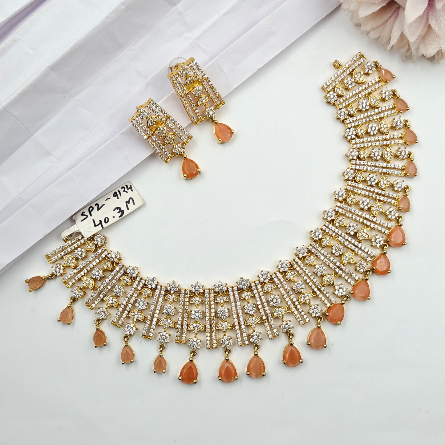 9124 GP Short Necklace Set Orange