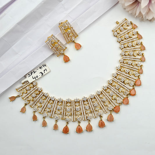 9124 GP Short Necklace Set Orange