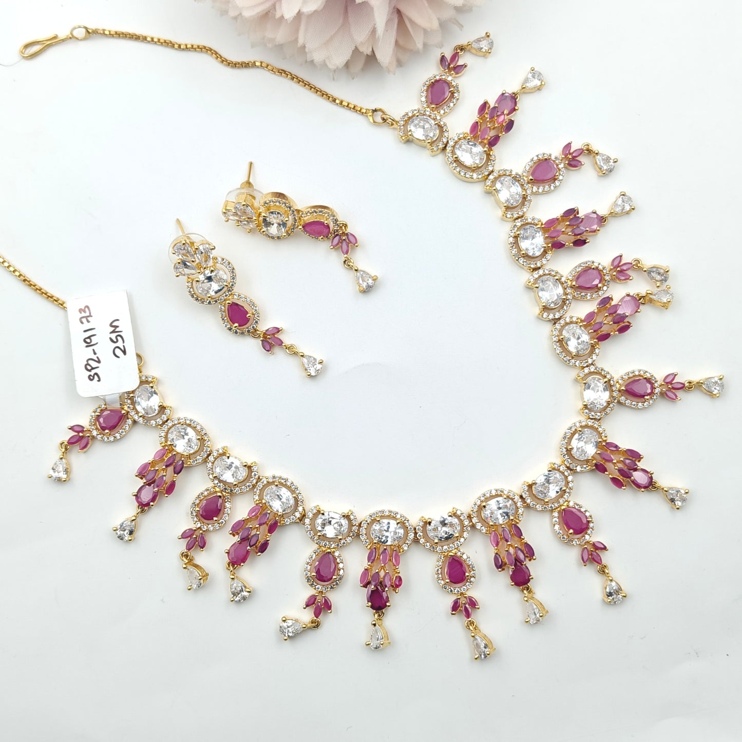 19173 GP Short Necklace Set PINK
