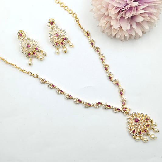 7725 CZ Short Necklace Set