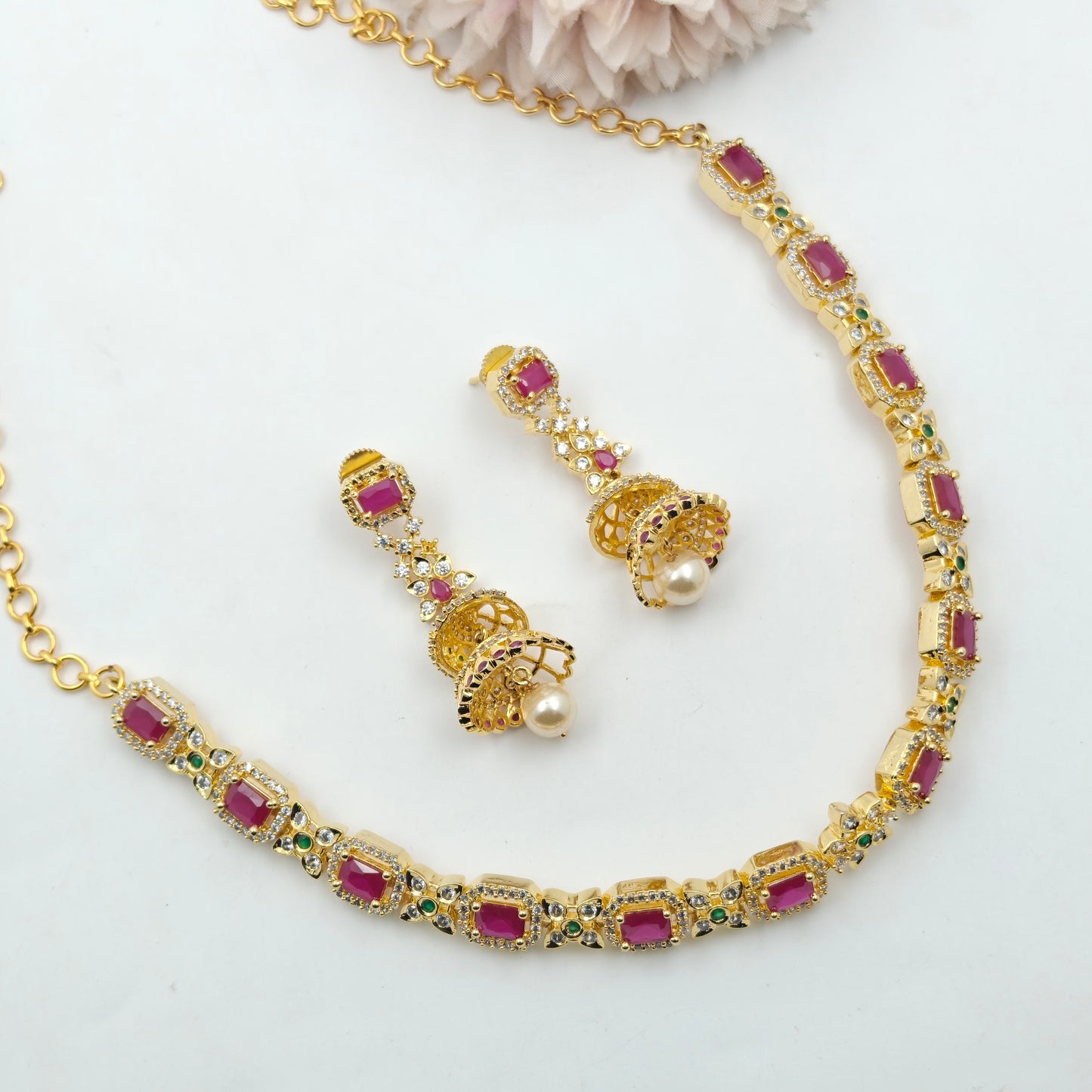 4163 CZ Short Ruby Necklace