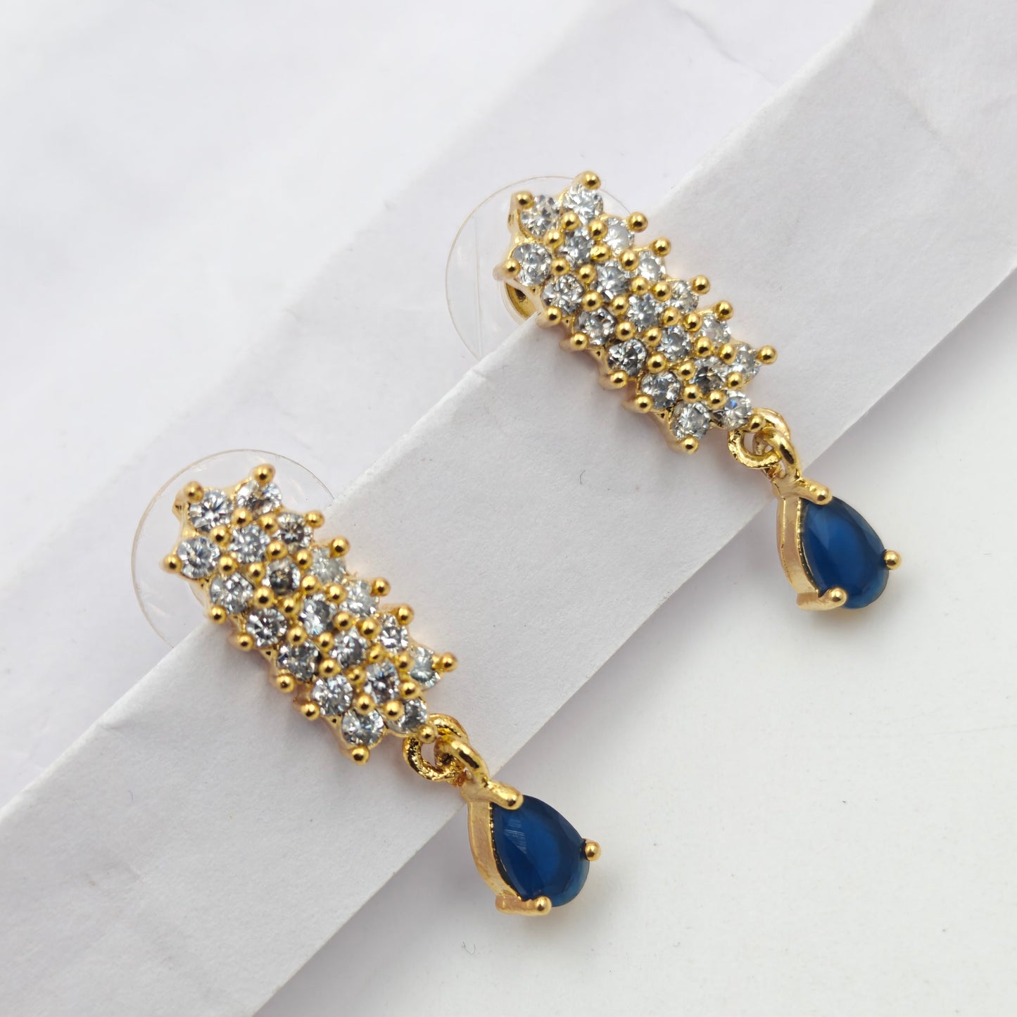 9038 Silver AD Color Stone Navy Blue