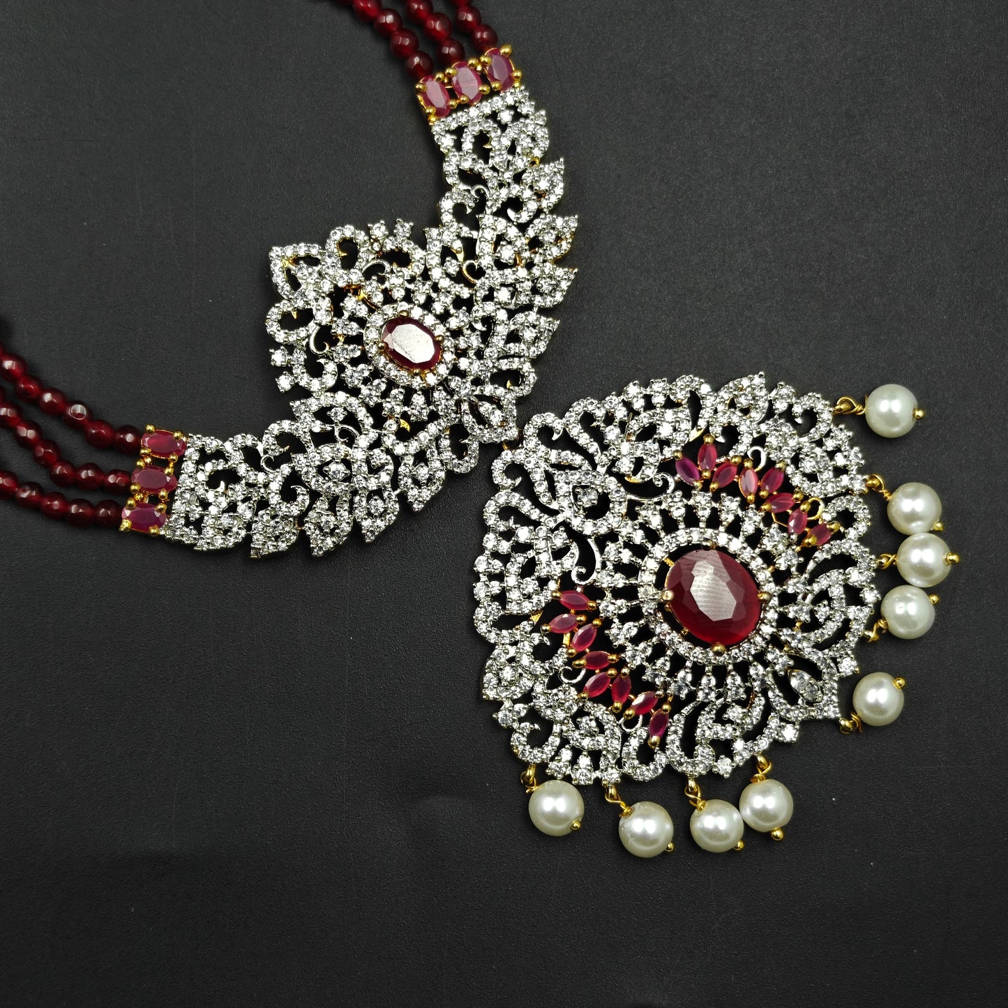 17558 Ranihaar With GJ Pendent Red