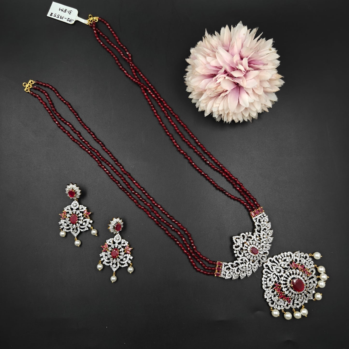 17558 Ranihaar With GJ Pendent Red