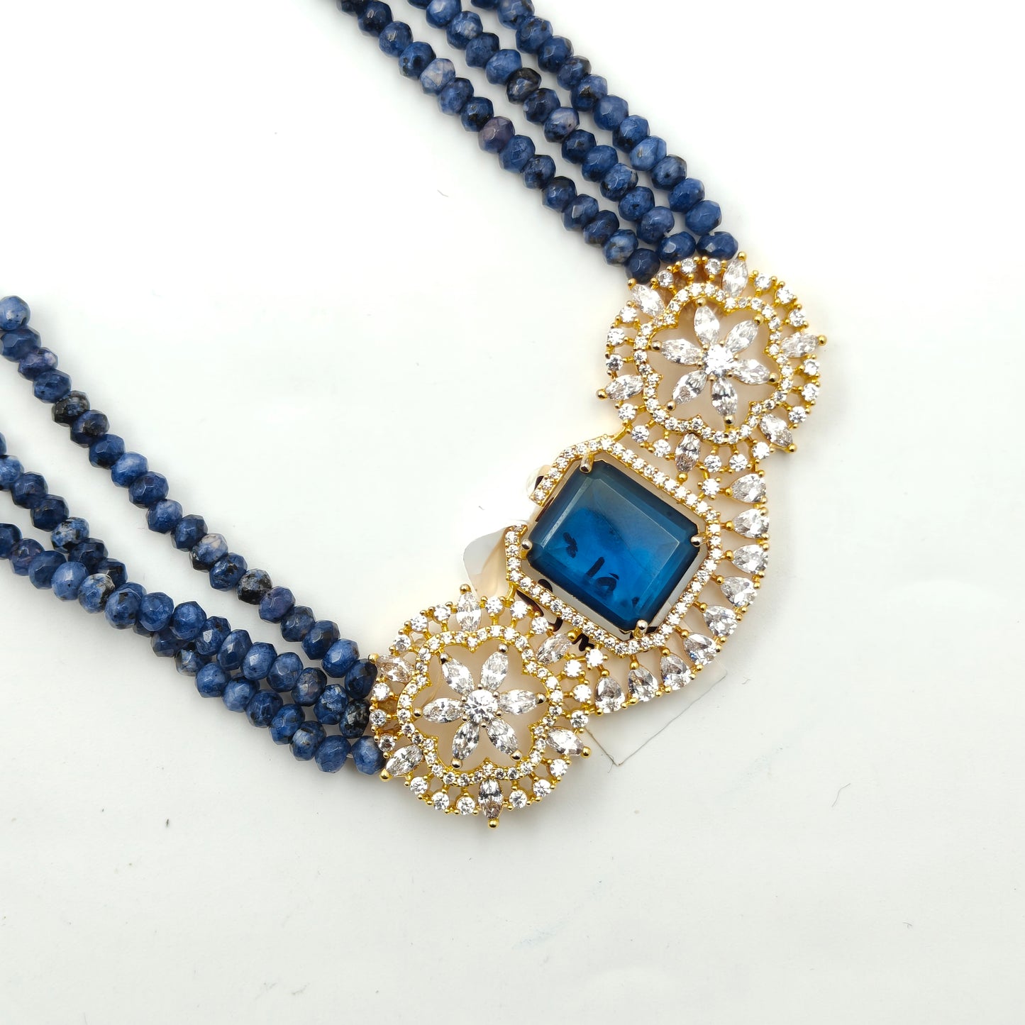 19156 3 Lines Mala With GP Choker Pendent Set