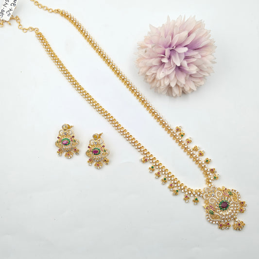 14516 CZ Full Multi Peacock Long Necklace