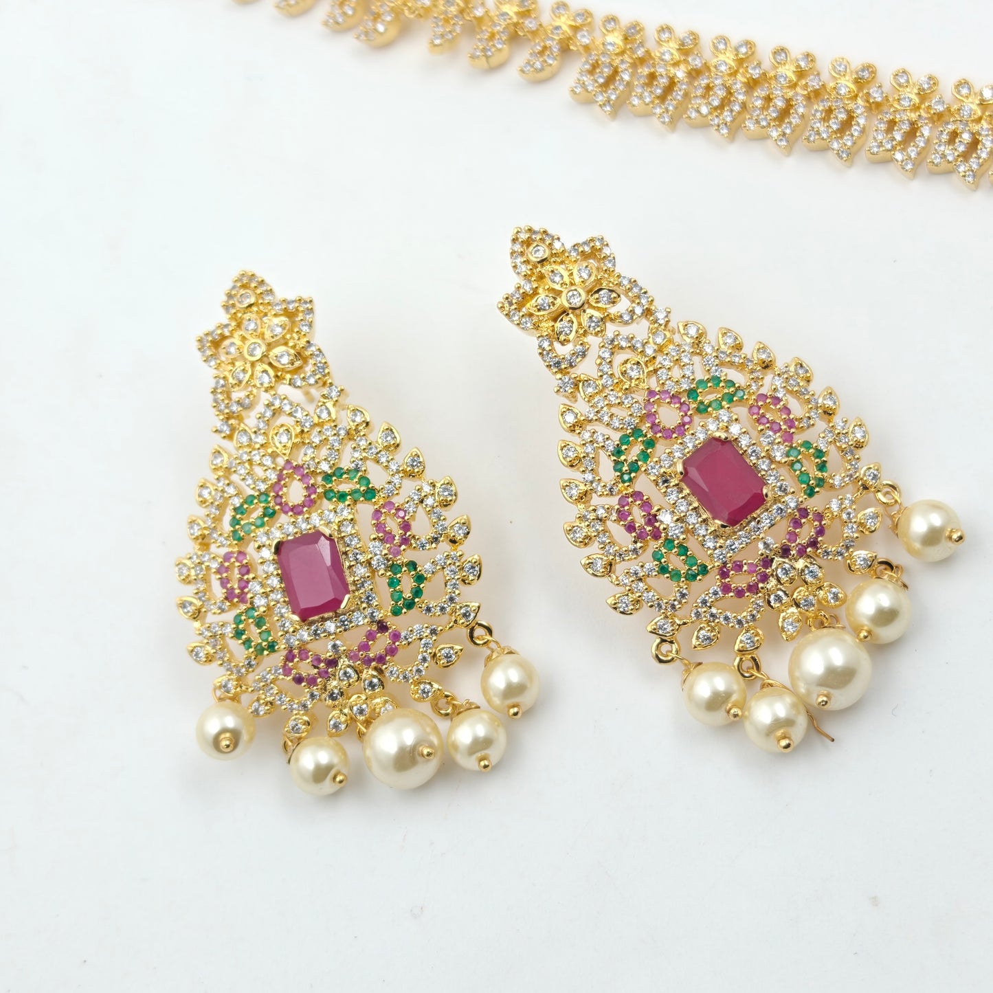 14519 CZ Long Necklace Multi