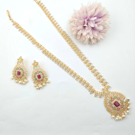 14519 CZ Long Necklace Multi