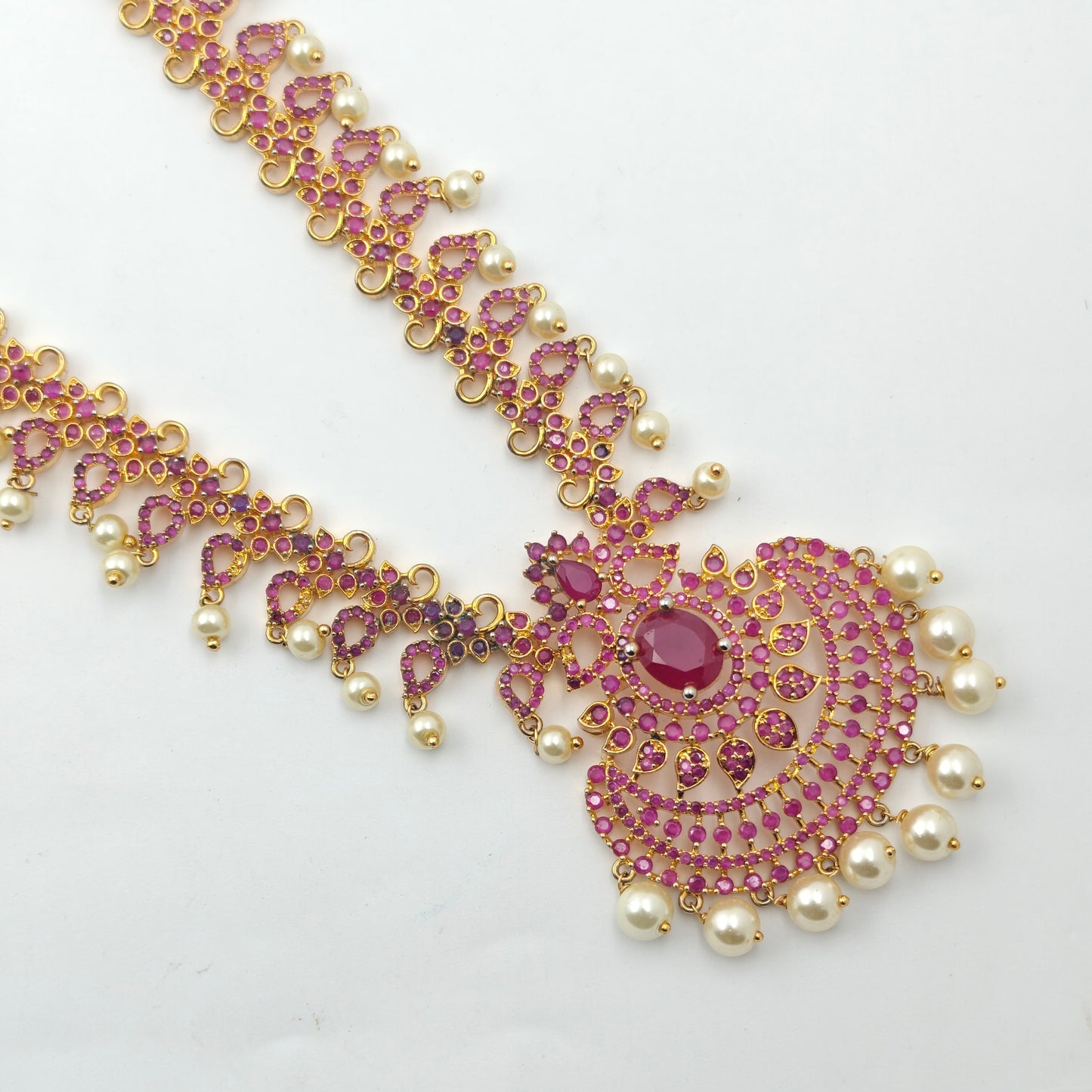 14556 GP Full Red Long Necklace Set