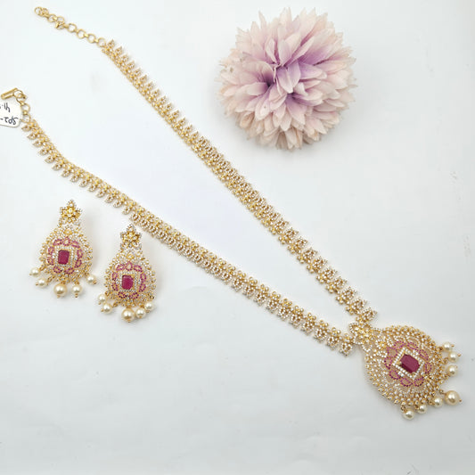 14518 CZ Long Necklace Full Red