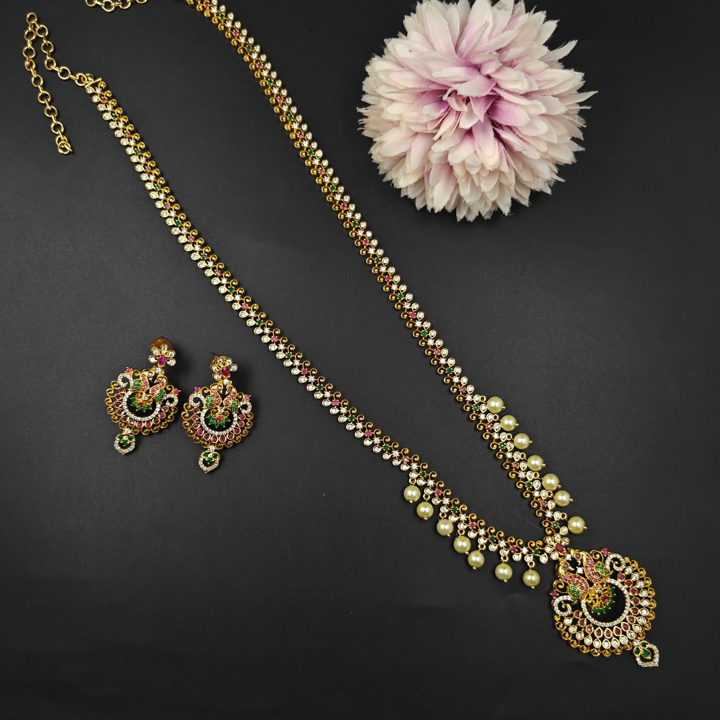 8565 CZ Multi Long Necklace Set