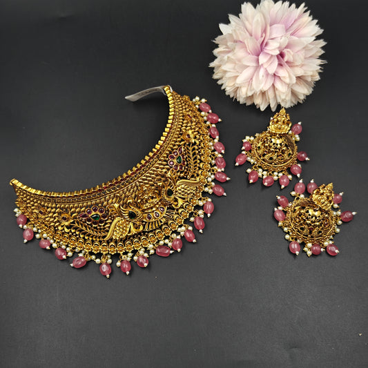 18993 Matte Laxmi Peacock Choker