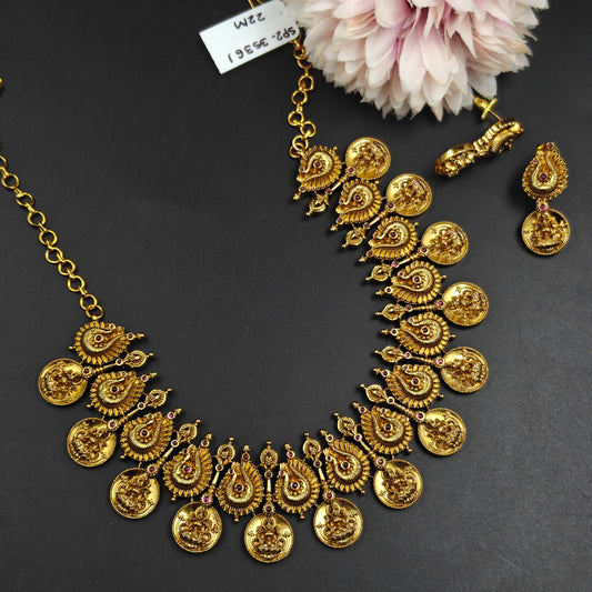 35361 Laxmi Peacock Kasulu Short Necklace