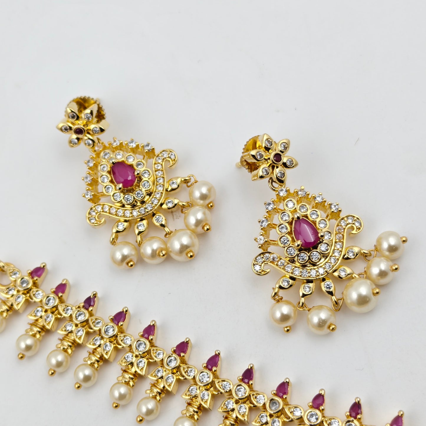 14490 CZ Short Ruby  Necklace Red